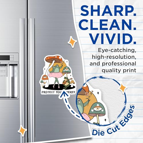 (2 Pack) Protect Your Energy Magnets - Cute Frog - Mushroom Art - Whimsical Fridge - 5" On Longest Side - for Cars, Fridges, Toolboxes - Made in USA - MAG7066