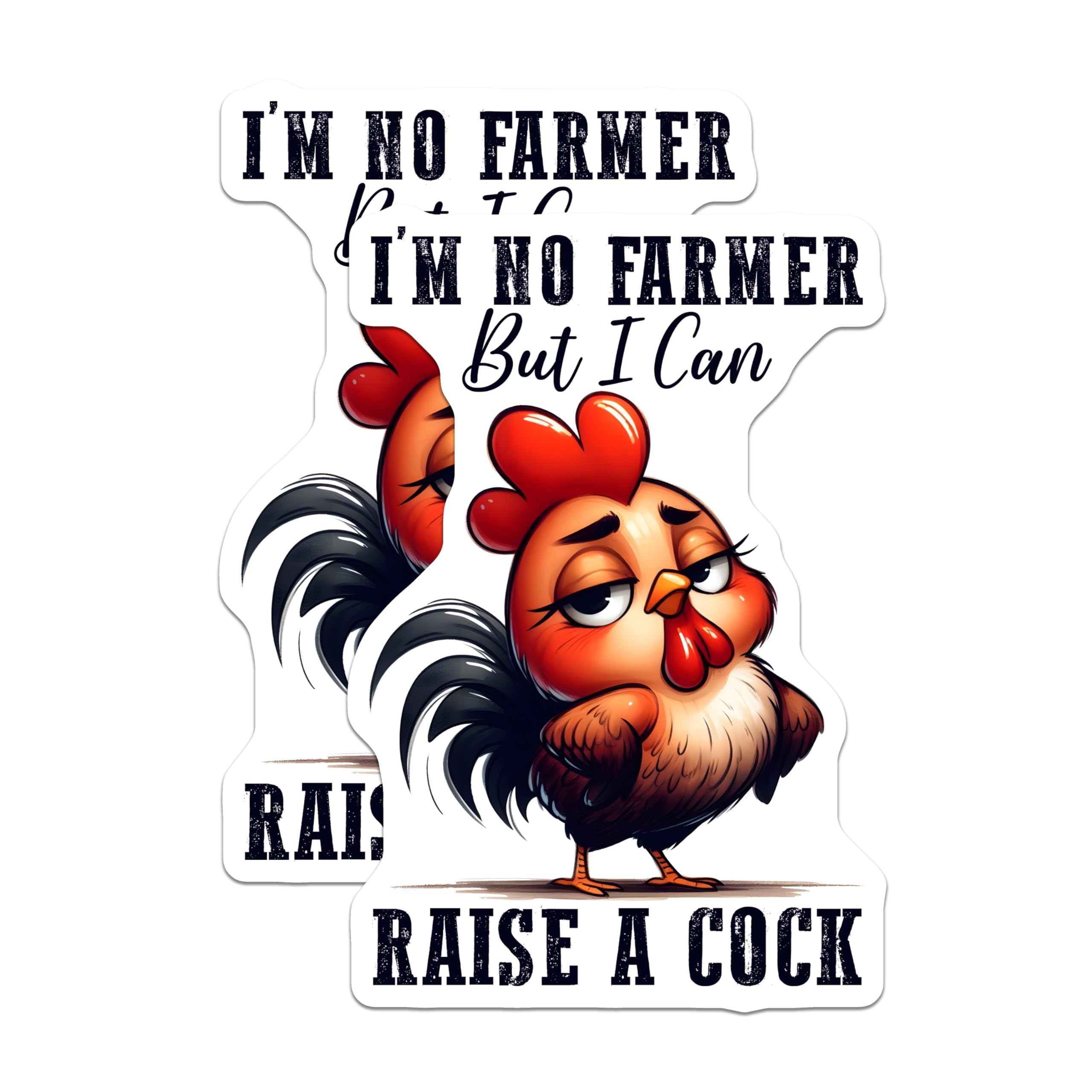 (2 Pack) Funny Chicken Magnets - Rooster Decor - Farm Animal Humor Refrigerator Magnets - 5" On Longest Side - Premium Magnet - for Cars, Refrigerators, Toolboxes, Lockers - Made in USA - MAG16622