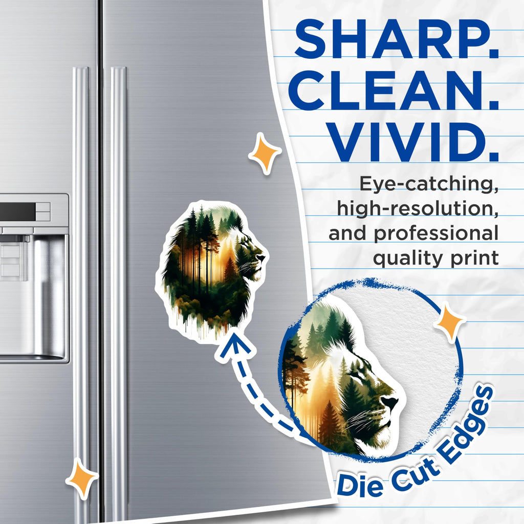 (2 Pack) Lion Forest Magnets - Animal Magnets - Nature Lover Home Decor - 5" On Longest Side - Premium Magnet - for Cars, Refrigerators, Toolboxes, Lockers - Made in USA - MAG16069