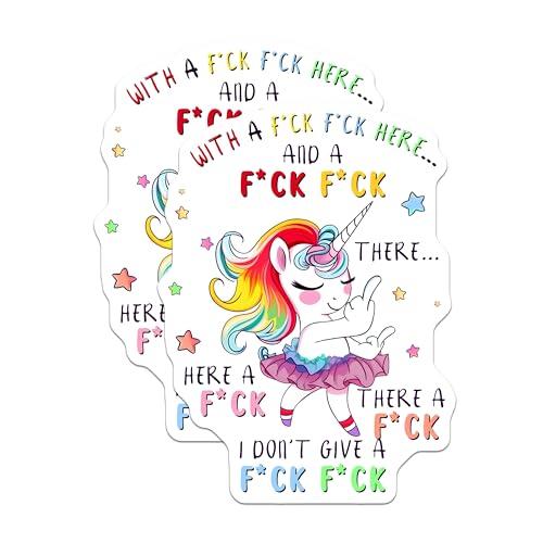 (2 Pack) Funny Unicorn Stickers - Profane Humor - Unicorn Illustration - 5" On Longest Side - Sticks to Smooth Flat Surfaces - Made in USA - BMCS7799