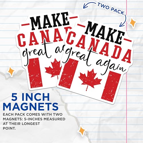 (2 Pack) Canada Pride Magnet - 5" On Longest Side - Sticks to Smooth Flat Surfaces - Made in USA - MAG10221