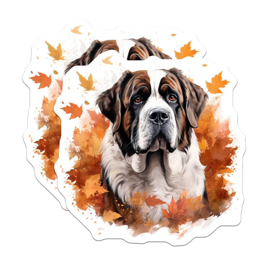(2 Pack) St Bernard Magnets - Autumn Dog Decor - Fall Dog Lover Home Accents - Large Breed Pet Parent Kitchen Art - 5 Inches On Longest Side - Thick Durable Magnet - Made in USA - MAG25925