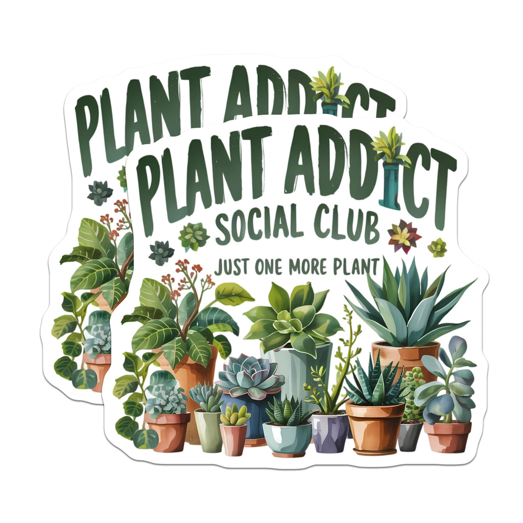 (2 Pack) Plant Addict Magnets - Houseplant Decor for Kitchen - Succulent Social Club Fan Item - Just One More Plant Art - 5 Inches On Longest Side - Thick Durable Magnet - Made in USA - MAG21676