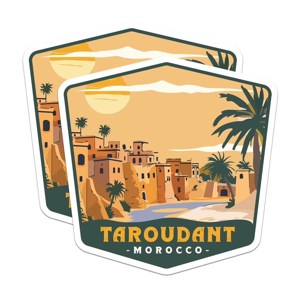 (2 Pack) Taroudant Magnets - Morocco Travel Souvenir - North African City Decor - 5 Inches On Longest Side - Thick Durable Magnet - Made in USA - MAG19880