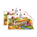 (2 Pack) Kansas State Stickers - State Map Sticker - Kansas Travel Souvenir - Kansas Themed Sticker - 5" On Longest Side - Sticks to Smooth Flat Surfaces - Made in USA - BMCS6273