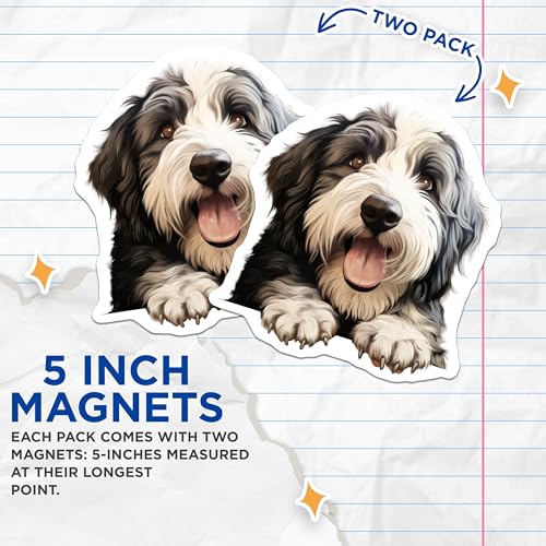 (2 Pack) Adorable Puppy Magnet - Pet Lover Decor - Fridge Accessories - 5" On Longest Side - Sticks to Smooth Flat Surfaces - Made in USA - MAG10240