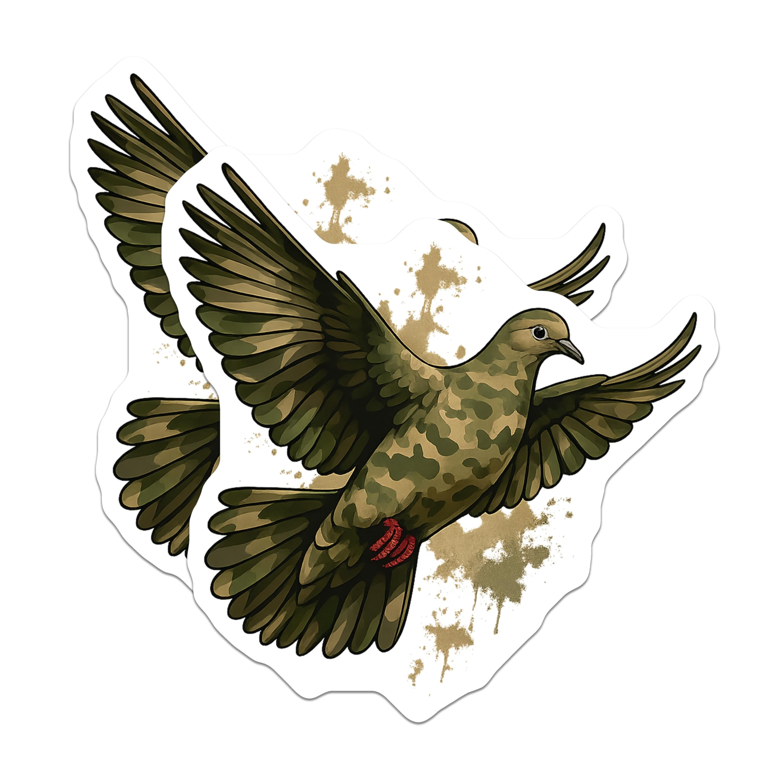 (2 Pack) Camouflage Dove Magnets - Flying Military Bird Art - Army Patterned Peace Symbol Refrigerator Locker Decoration - 5 Inches On Longest Side - Thick Durable Magnet - Made in USA - MAG19678