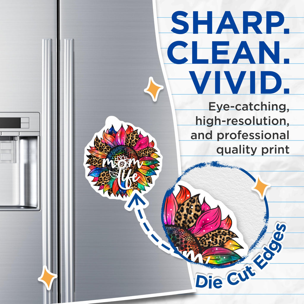(2 Pack) Mom Life Magnets - Leopard Sunflower - Refrigerator Magnets - 5" On Longest Side - Premium Magnet - for Cars, Refrigerators, Toolboxes, Lockers - Made in USA - MAG17245