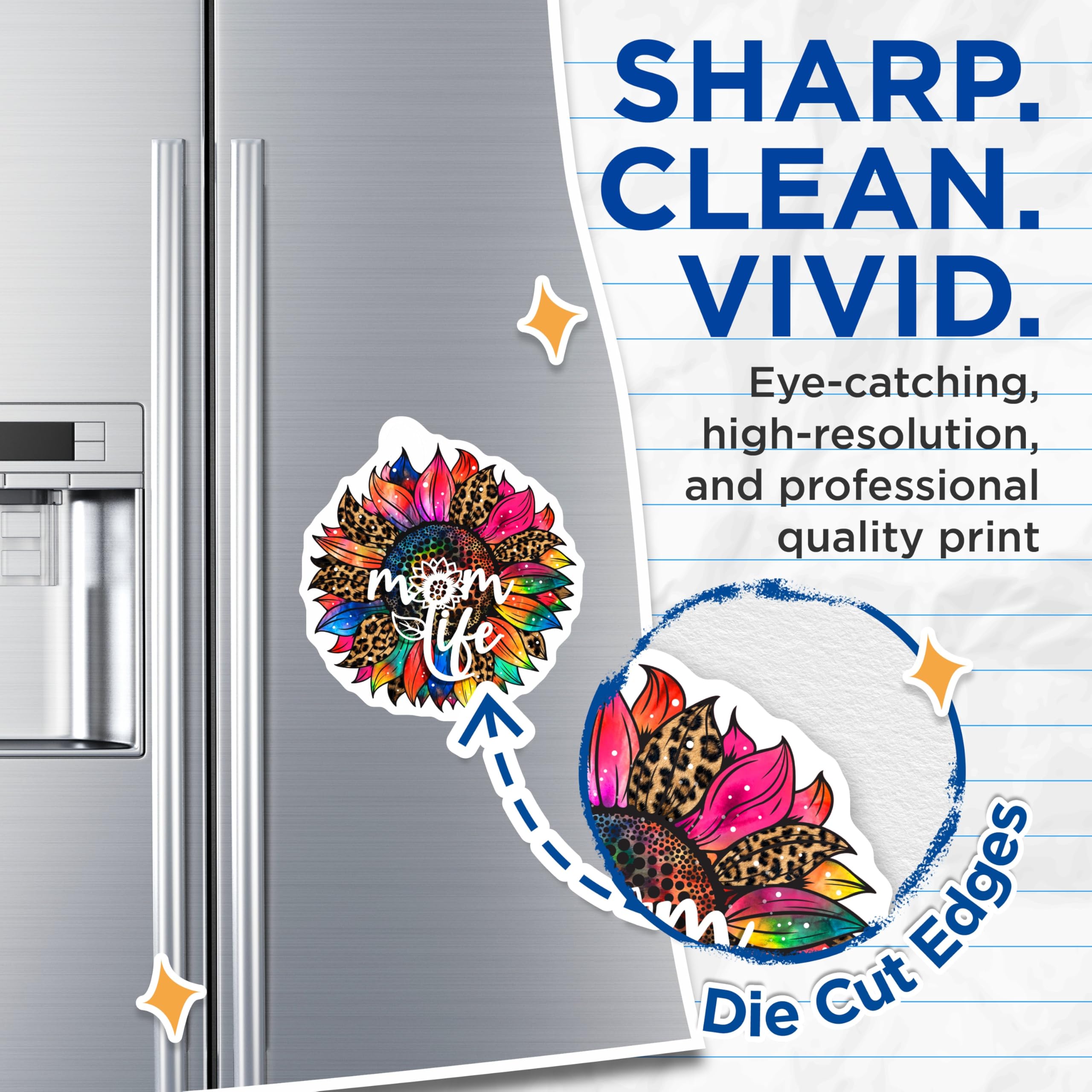 (2 Pack) Mom Life Magnets - Leopard Sunflower - Refrigerator Magnets - 5" On Longest Side - Premium Magnet - for Cars, Refrigerators, Toolboxes, Lockers - Made in USA - MAG17245