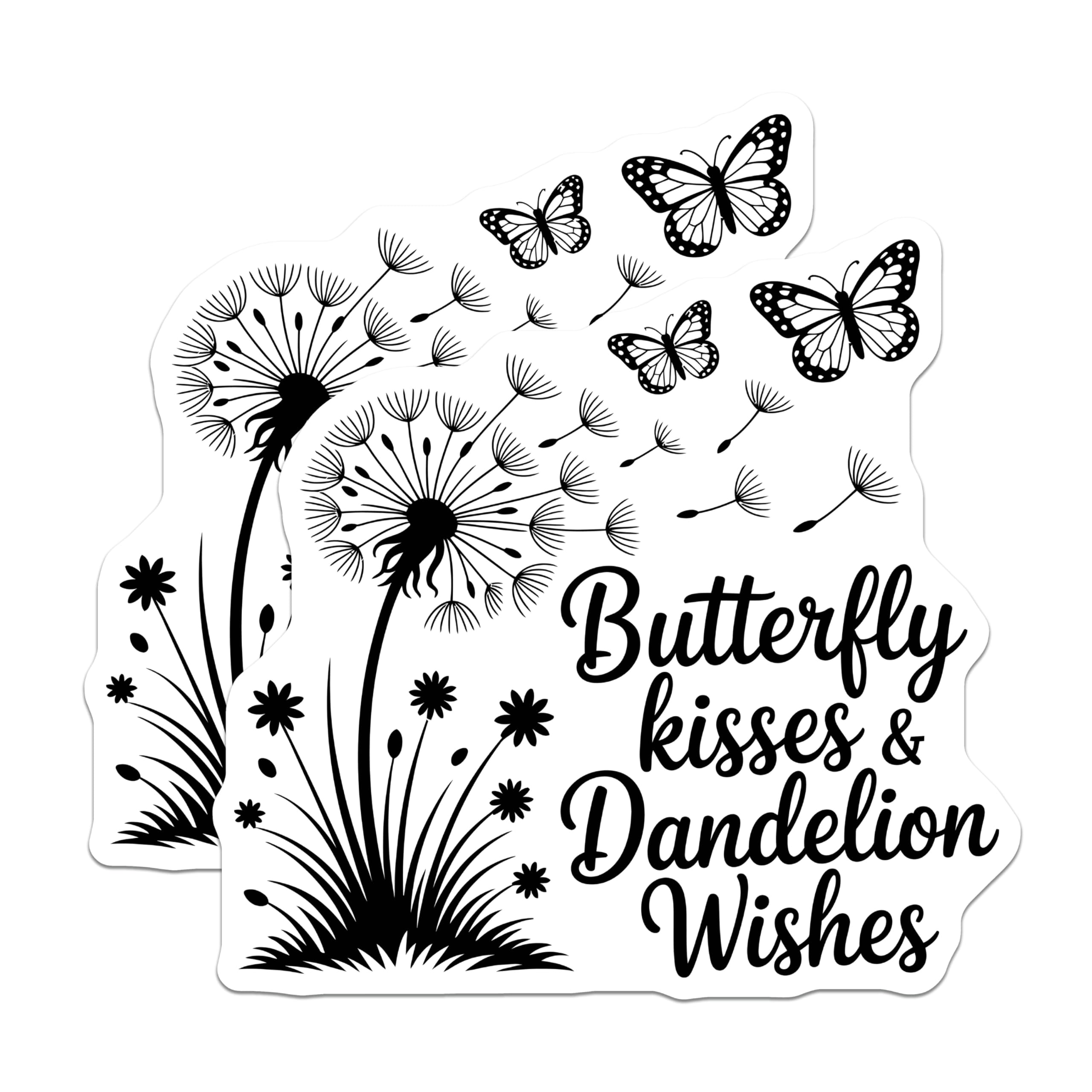 (2 Pack) Butterfly Kisses Magnets - Dandelion Wishes Quote - Whimsical Nature Home Decor Magnets - 5 Inches On Longest Side - Thick Durable Magnet - Made in USA - MAG22937