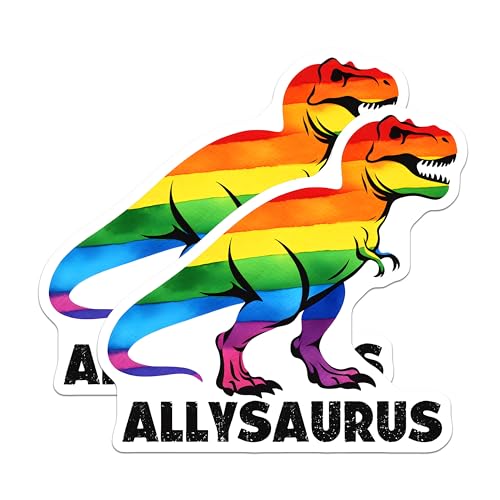(2 Pack) Rainbow T-Rex Magnet - LGBTQ Pride Decor - Fun Dinosaur Art for Fridge - 5" On Longest Side - Sticks to Smooth Flat Surfaces - Made in USA - MAG9664