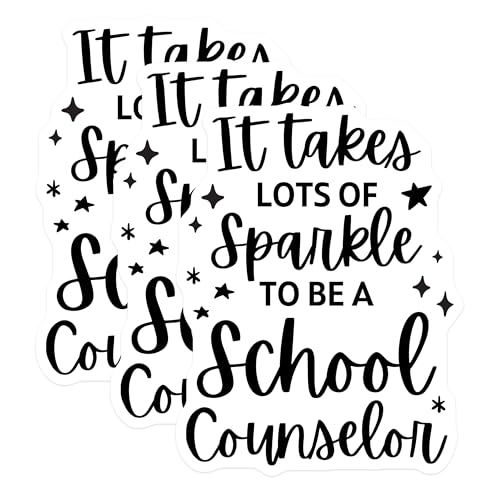 (3 Pack) School Counselor Decals - Sparkle Decals - Counselor Laptop Decal - 3 Inches On Longest Side - Easy Peel & Apply - Made in USA - 3MCS4586
