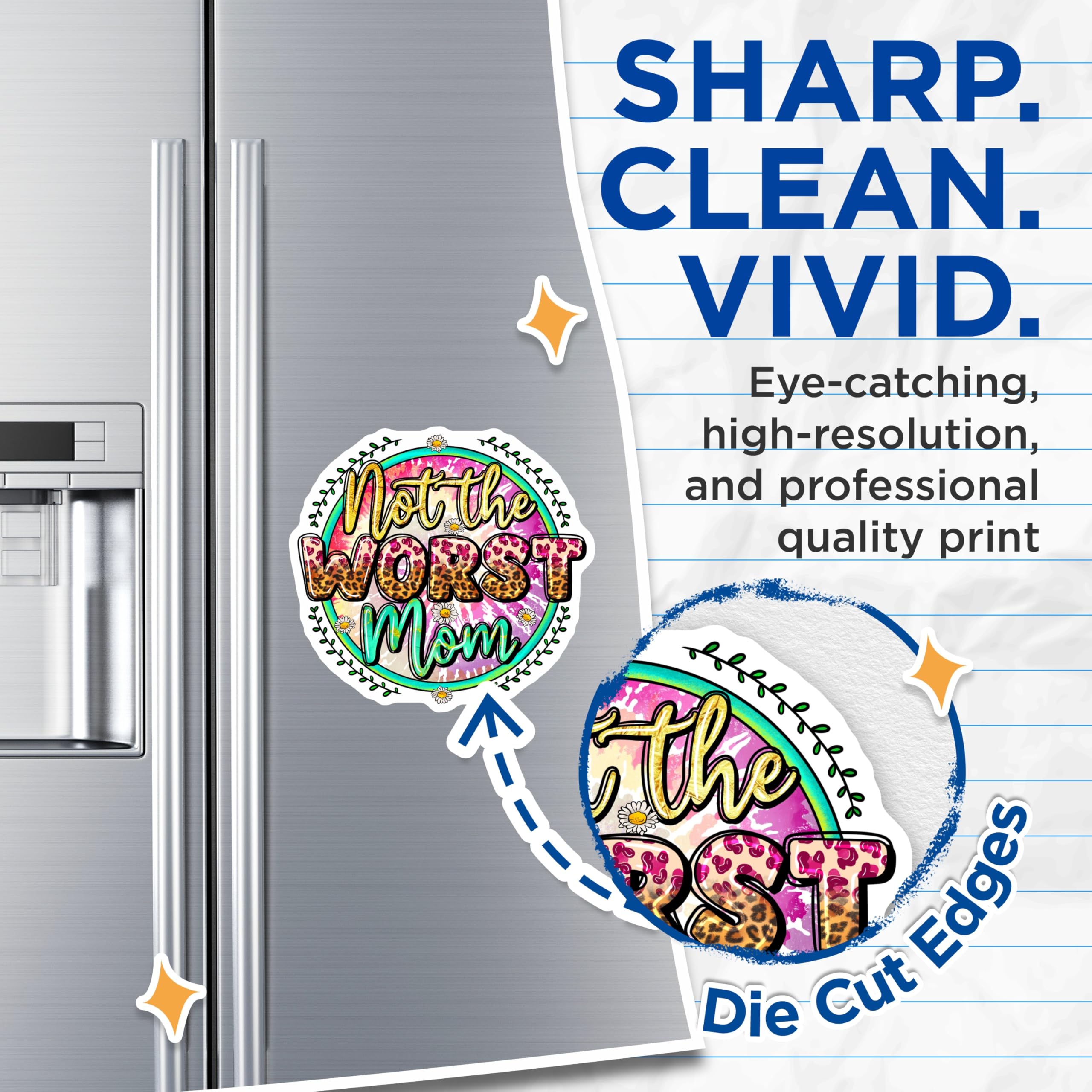 (2 Pack) Not the Worst Mom Magnets - Funny Mom Life Refrigerator Decor - Sarcastic Mother's Day Humor - 5 Inches On Longest Side - Thick Durable Magnet - Made in USA - MAG30326