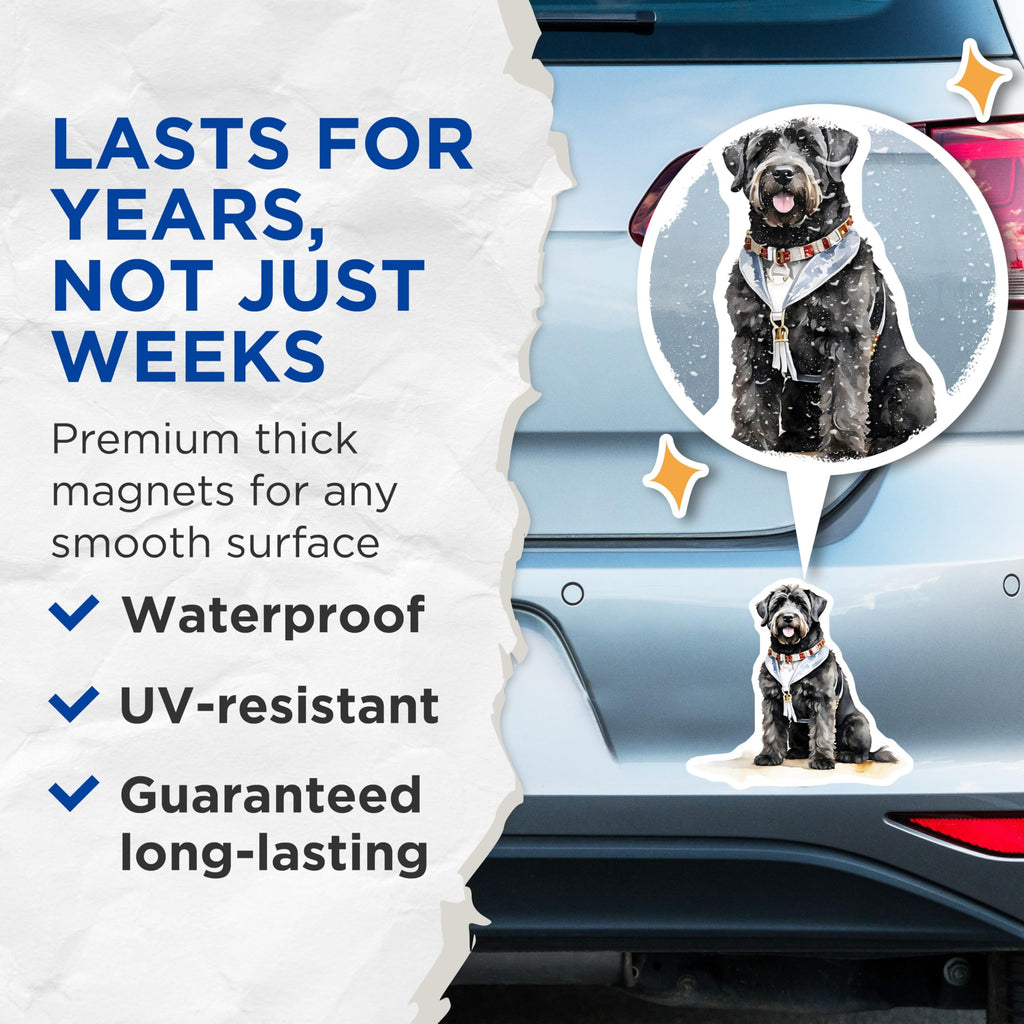 (2 Pack) Black Russian Terrier Magnets - Elegant Dog Art - Home Decor Refrigerator Magnets - 5" On Longest Side - Premium Magnet - for Cars, Refrigerators, Toolboxes, Lockers - Made in USA - MAG14028