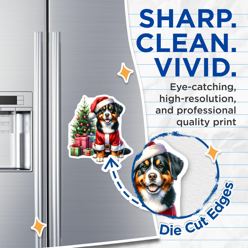 (2 Pack) Bernese Mountain Dog Christmas Magnets - Santa Puppy Decor - Holiday Pet Magnets - 5 Inches On Longest Side - Thick Durable Magnet - Made in USA - MAG29520