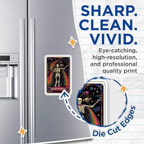 (2 Pack) Queer Magician Magnets - Rainbow Skeleton - LGBTQ+ Goth - Cosmic Skeleton Artwork - Vibrant Skeleton - 5" On Longest Side - for Cars, Fridges, Toolboxes - Made in USA - MAG4258
