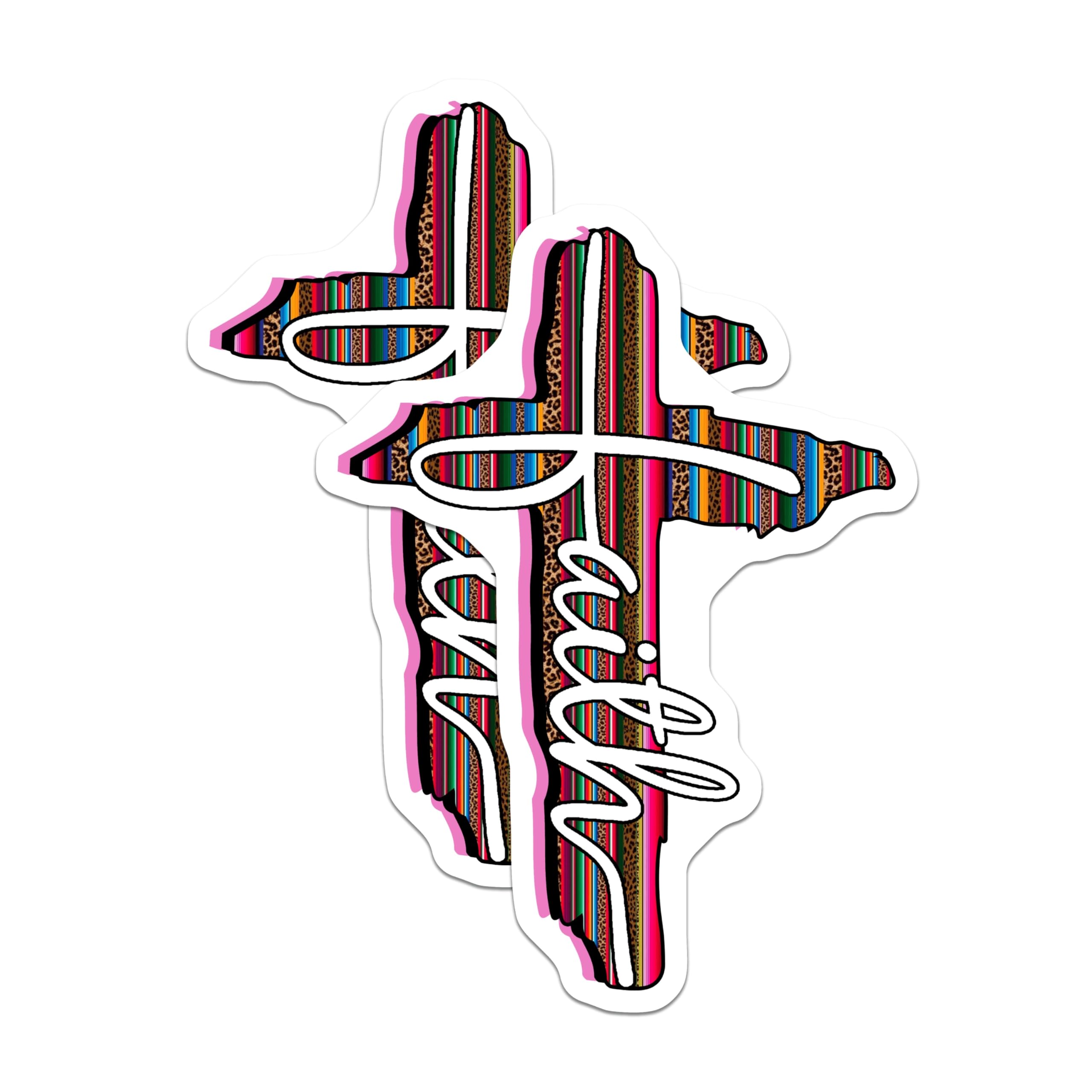 (2 Pack) Faith Cross Magnets - Serape Leopard Print - Southwestern Christian Decor - 5 Inches On Longest Side - Thick Durable Magnet - Made in USA - MAG26779