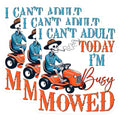 (3 Pack) Funny Skeleton Decals - Lawn Mower - I Cant Adult Today - 3 Inches On Longest Side - Easy Peel & Apply - Made in USA - 3MCS6250