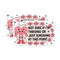 (2 Pack) Surviving Thriving Quote Magnets - Cute Relatable Heart Character - Mental Health Fridge Locker Decor - 5 Inches On Longest Side - Thick Durable Magnet - Made in USA - MAG22507