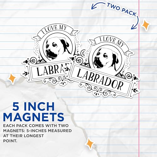 (2 Pack) I Love My Labrador Magnets - Dog Lover Magnets - Labrador Retriever Fridge Magnets- 5" On Longest Side - for Fridges, Toolboxes, Cars - Made in USA - MAG2972