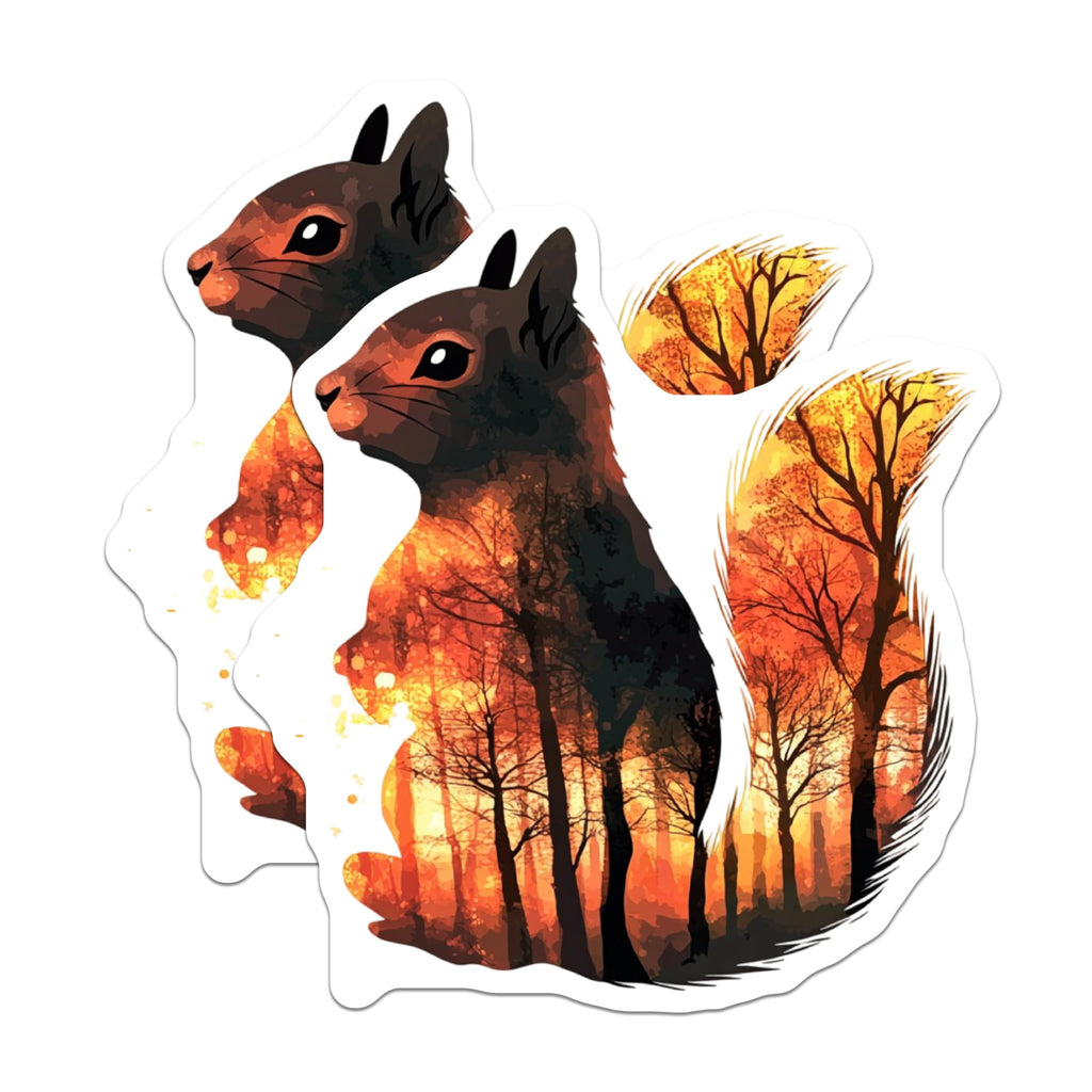 (2 Pack) Squirrel Magnets - Forest Silhouette Art - Autumn Decor Souvenir - 5" On Longest Side - Premium Magnet - for Cars, Refrigerators, Toolboxes, Lockers - Made in USA - MAG15852