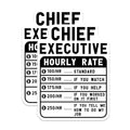 (2 Pack) Chief Executive Stickers - Funny Office Rate Stickers - Work Humor - Boss Hourly Rate Stickers - 5" On Longest Side - Sticks to Smooth Flat Surfaces - Made in USA - BMCS4930