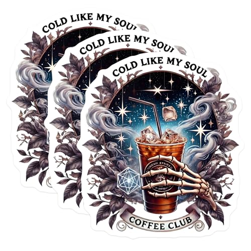 (3 Pack) Cold Like My Soul Decals - Coffee Club Sticker - Spooky Vibes Decals - 3 Inches On Longest Side - Easy Peel & Apply - Made in USA - 3MCS8702