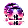 (2 Pack) Alien Bigfoot Magnets - UFO Extraterrestrial Space Abduction Art - Cryptid Cosmic Encounter Decor - 5 Inches On Longest Side - Thick Durable Magnet - Made in USA - MAG22954