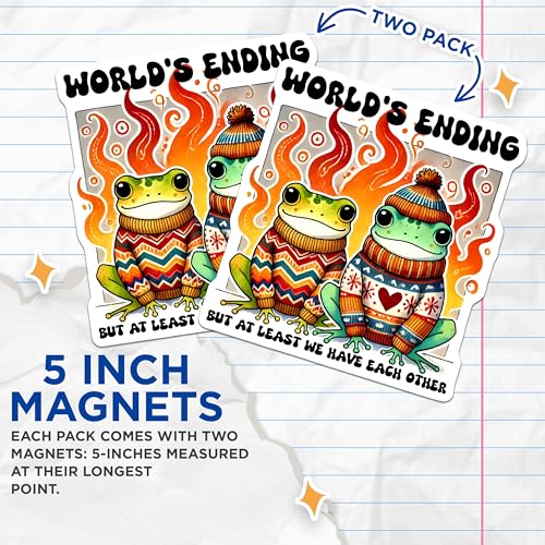 (2 Pack) World's Ending Magnets - 5" On Longest Side - for Cars, Fridges, Toolboxes - Made in USA - MAG7603
