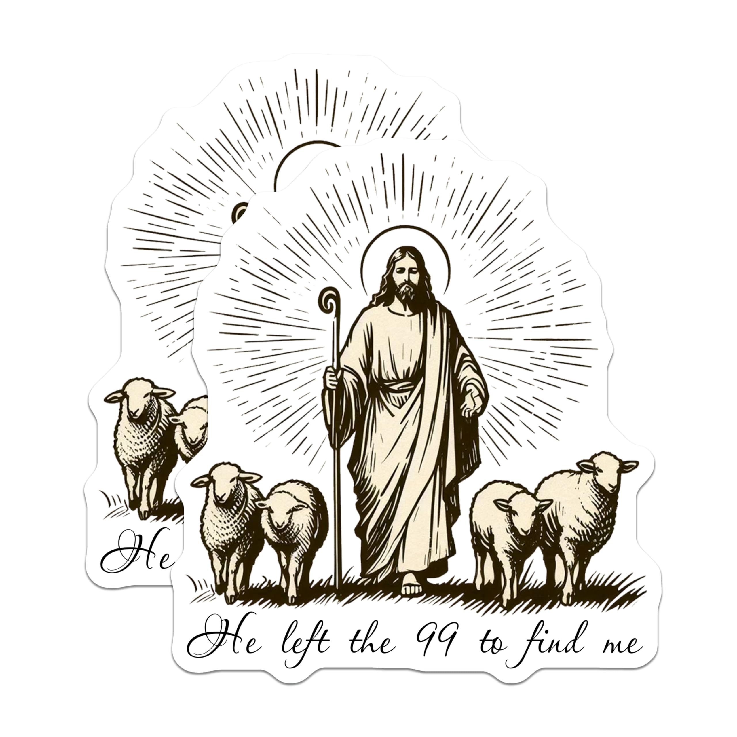 (2 Pack) Christian Jesus Magnets - He Left The 99 Faith Fridge Magnets - Good Shepherd Inspirational Devotional Decor - 5 Inches On Longest Side - Thick Durable Magnet - Made in USA - MAG25205