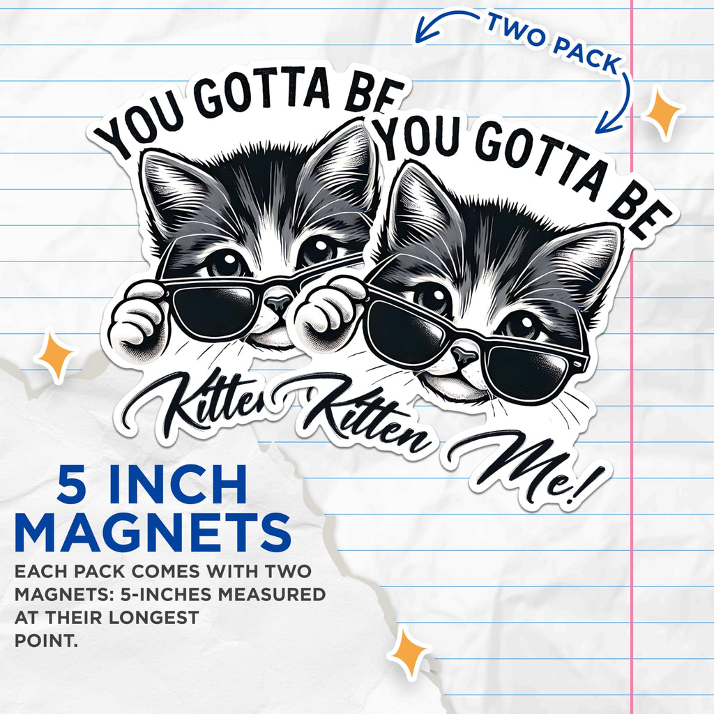 (2 Pack) Cat Magnets - Funny Cat Saying Magnets - Cute Cat Decor Magnets- 5" On Longest Side - for Fridges, Toolboxes, Cars - Made in USA - MAG2794