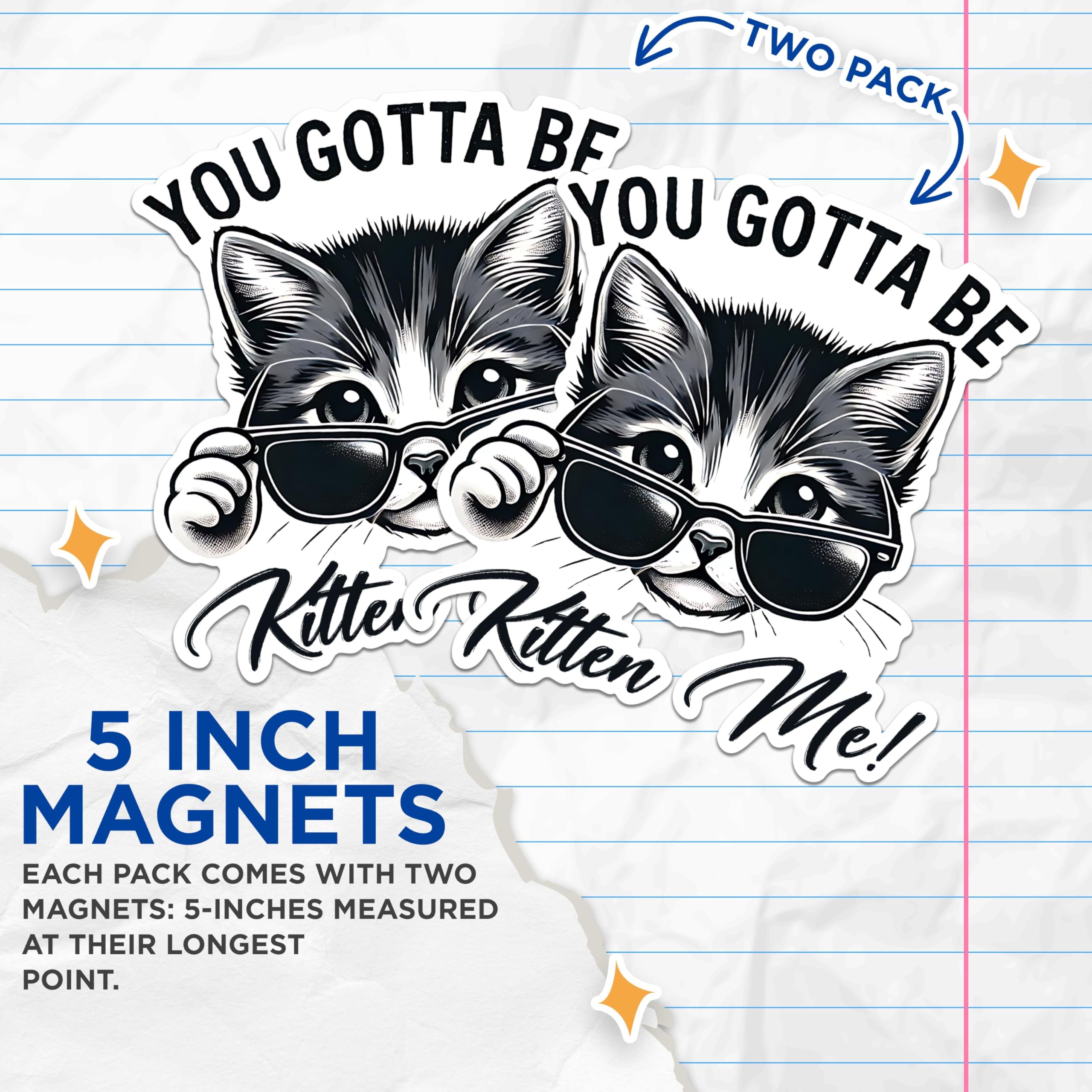 (2 Pack) Cat Magnets - Funny Cat Saying Magnets - Cute Cat Decor Magnets- 5" On Longest Side - for Fridges, Toolboxes, Cars - Made in USA - MAG2794