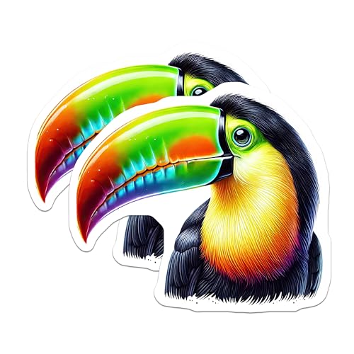 (2 Pack) Colorful Toucan Magnets - Bird Lover - Tropical Wildlife Fridge Magnets - 5" On Longest Side - for Cars, Fridges, Toolboxes - Made in USA - MAG4519