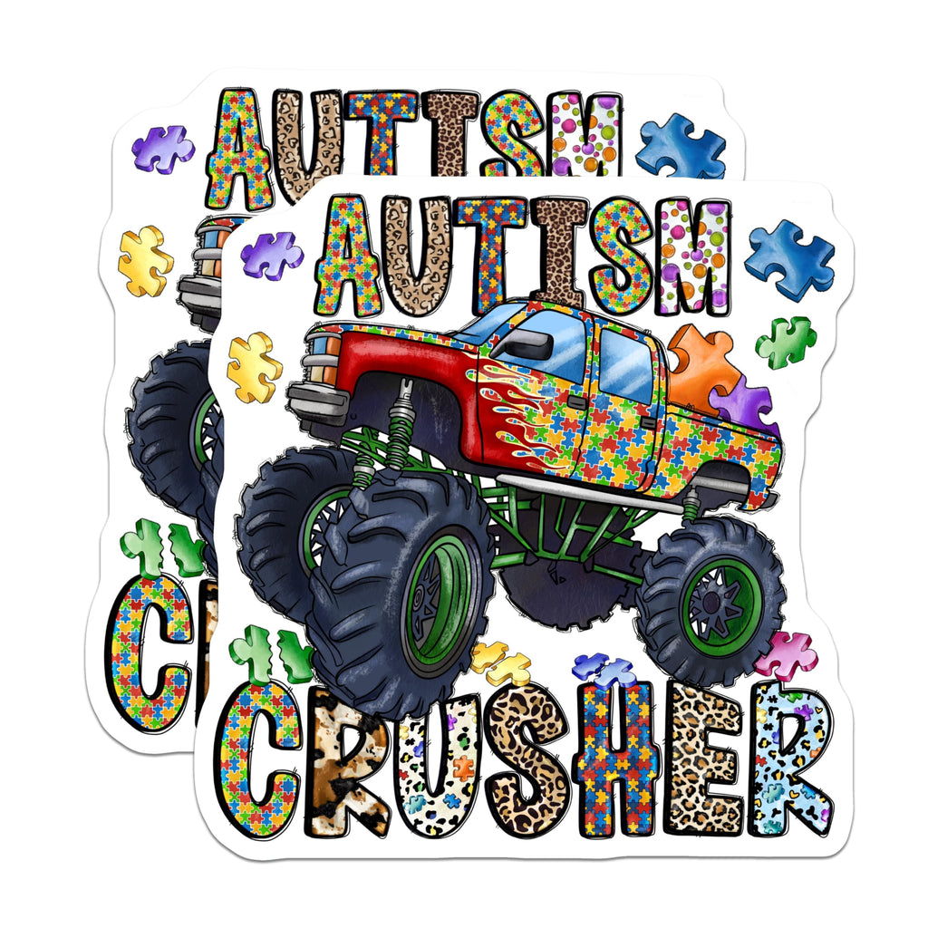 (2 Pack) Autism Awareness Magnets - Monster Truck Magnet - Neurodiversity Support Decor - 5 Inches On Longest Side - Thick Durable Magnet - Made in USA - MAG28027