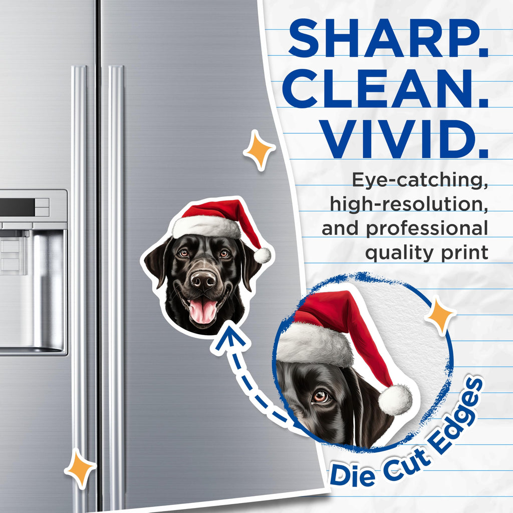 (2 Pack) Black Lab Christmas Magnets - Santa Dog Holiday Decor - Labrador Retriever Refrigerator Fridge Locker Magnets - 5 Inches On Longest Side - Thick Durable Magnet - Made in USA - MAG28778