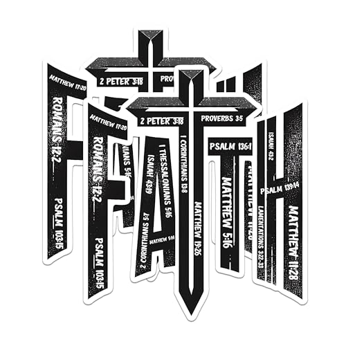(2 Pack) Faith Bible Verse Stickers - Christian Scripture Stickers - Inspirational Religious Stickers - 5" On Longest Side - Sticks to Any Smooth Flat Surface - Made in USA - BMCS2844