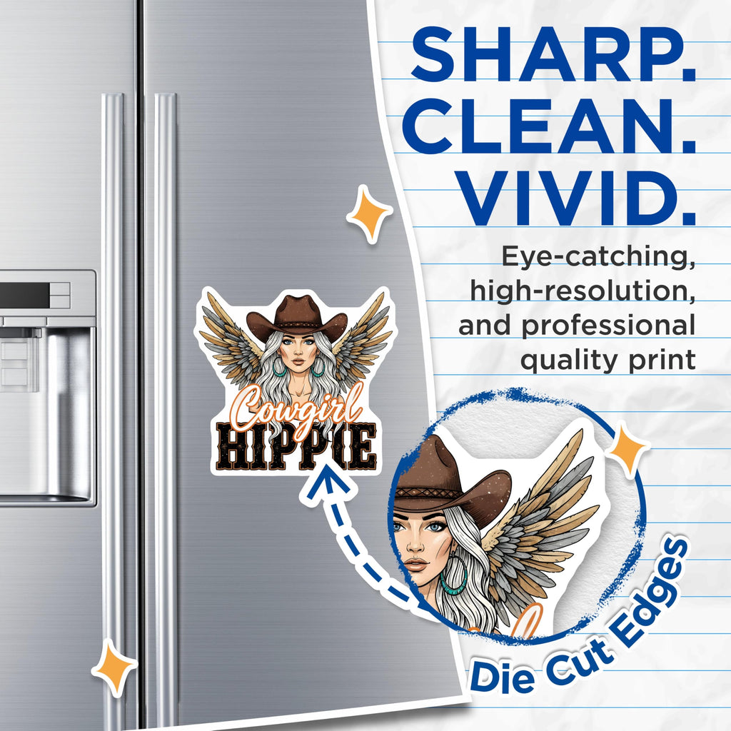 (2 Pack) Cowgirl Hippie Magnets - Western Boho Decor - Free Spirit Truck Accessories for Her - 5 Inches On Longest Side - Thick Durable Magnet - Made in USA - MAG28057