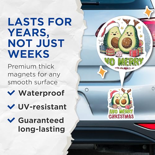 (2 Pack) AVO Merry Christmas Magnets Magnets - Fun Christmas Decor - 5" On Longest Side - Made in USA - Sticks to Refrigerators & Metal Surfaces - MAG8381