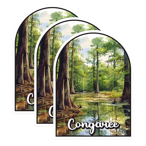 (3 Pack) Congaree National Park Decals - South Carolina Decal - Laptop Decal - 3 Inches On Longest Side - Easy Peel & Apply - Made in USA - 3MCS0431