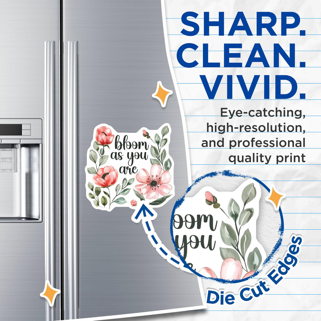 (2 Pack) Bloom As You are Magnets - Inspirational Magnet - Floral Magnet - Motivational Magnet Stickers - 5" On Longest Side - for Cars, Fridges, Toolboxes - Made in USA - MAG4317