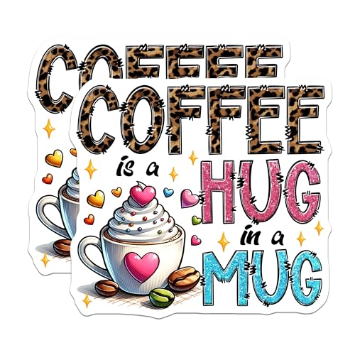 (2 Pack) Coffee Magnets - Hug in a Mug - Cute Cafe Decor - Fun Kitchen Decor - Coffee Enthusiasts - 5" On Longest Side - for Cars, Fridges, Toolboxes - Made in USA - MAG7531