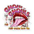(2 Pack) Ghouls Just Wanna Have Fun Magnets - Edgy Vampire Lips Fangs - Spooky Bat Spiderweb Halloween Refrigerator Decor - 5 Inches On Longest Side - Thick Durable Magnet - Made in USA - MAG24689