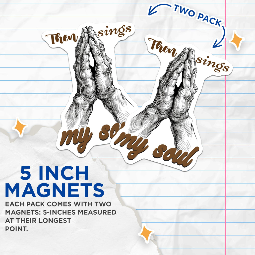 (2 Pack) Praying Hands Magnets - Religious Verse - Inspirational Fridge Decor - 5" On Longest Side - Premium Magnet - for Cars, Refrigerators, Toolboxes, Lockers - Made in USA - MAG16671