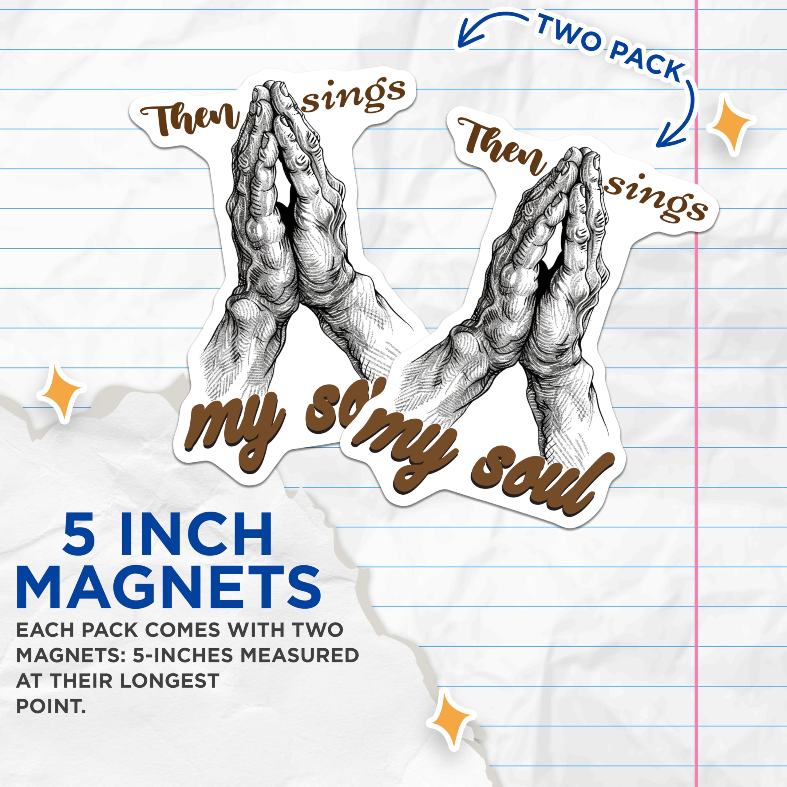 (2 Pack) Praying Hands Magnets - Religious Verse - Inspirational Fridge Decor - 5" On Longest Side - Premium Magnet - for Cars, Refrigerators, Toolboxes, Lockers - Made in USA - MAG16671