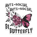 (2 Pack) Anti-Social Butterfly Magnets - Introvert Humor Decor - Pink Rose Floral Aesthetic - 5 Inches On Longest Side - Thick Durable Magnet - Made in USA - MAG19415
