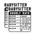 (2 Pack) Babysitter Hourly Rate Stickers - Funny Babysitter Rates Sticker - Humorous Babysitting Price Guide Decals - 5" On Longest Side - Sticks to Smooth Flat Surfaces - Made in USA - BMCS4913