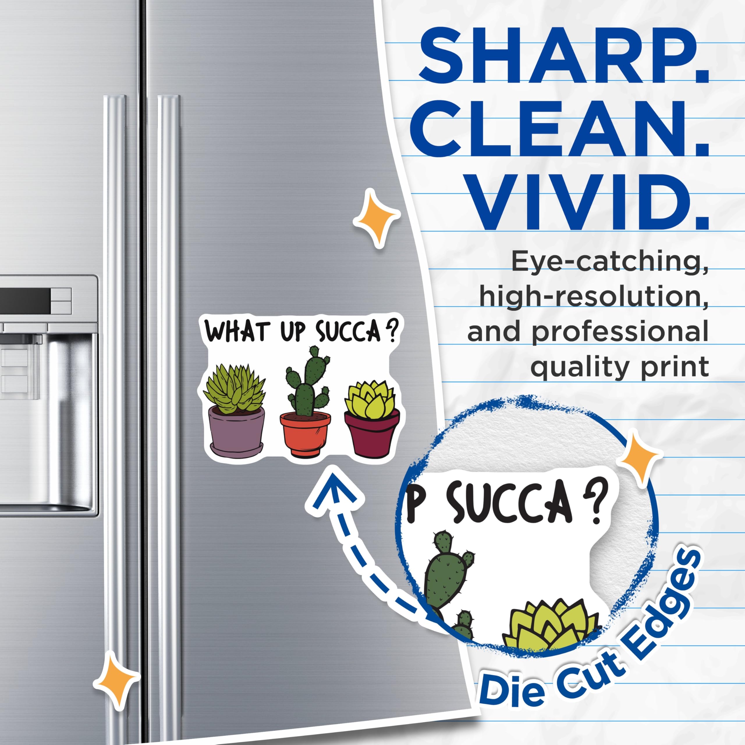 (2 Pack) What Up Succa Magnets - Funny Cactus - Succulent Lover Decor - 5" On Longest Side - Premium Magnet - for Cars, Refrigerators, Toolboxes, Lockers - Made in USA - MAG17283