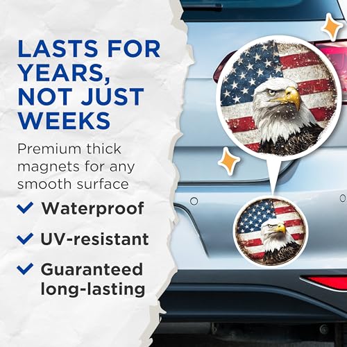 (2 Pack) Patriotic Home Decor Magnet - 5" On Longest Side - Sticks to Smooth Flat Surfaces - Made in USA - MAG10048