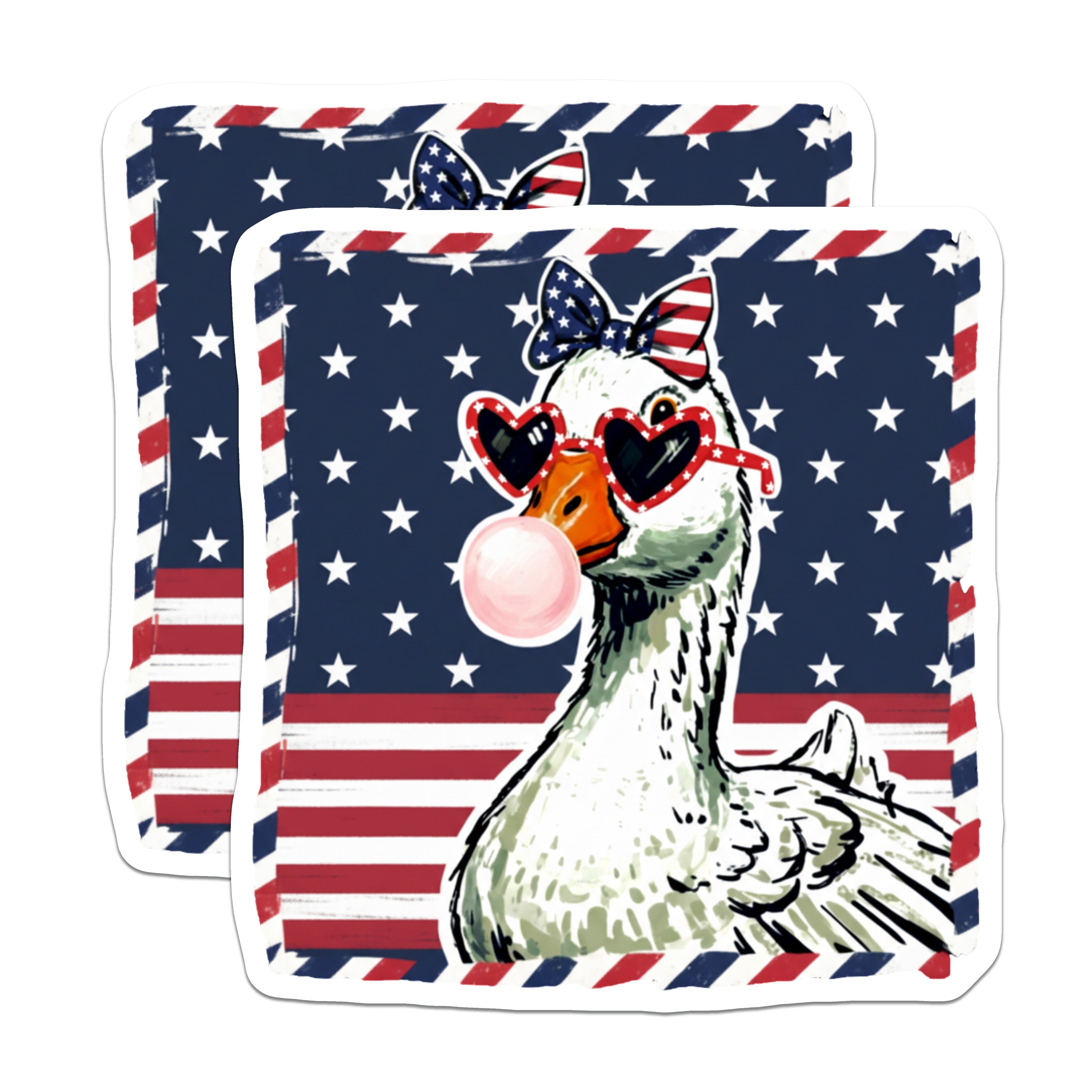 (2 Pack) Patriotic Goose Magnets - American Flag Animal Decor - Funny 4th of July Refrigerator Art - 5 Inches On Longest Side - Thick Durable Magnet - Made in USA - MAG36121