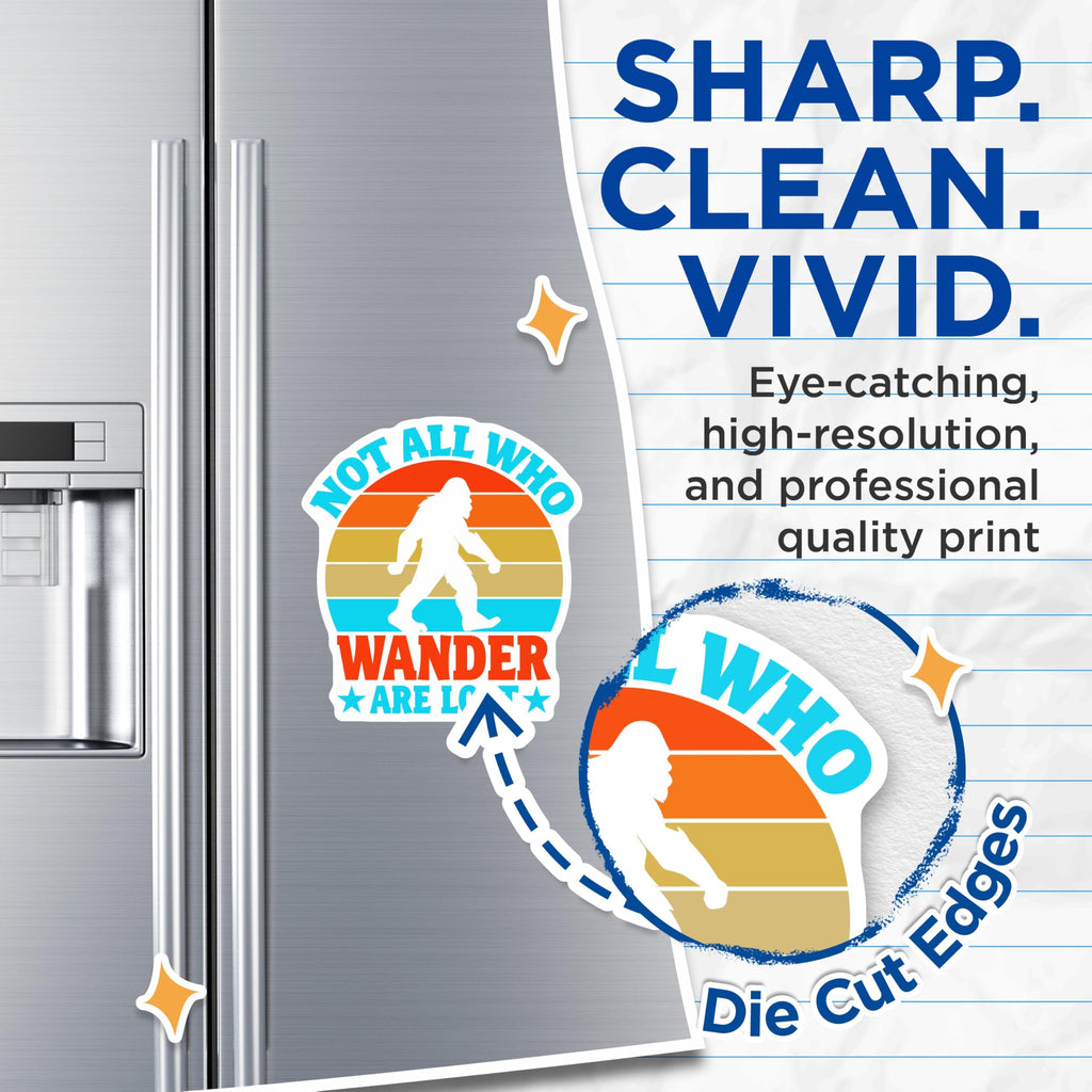 (2 Pack) Bigfoot Magnets - Not All Who Wander are Lost - Sasquatch Sunset Adventure - Cryptid Explorer Decor - 5 Inches On Longest Side - Thick Durable Magnet - Made in USA - MAG20832